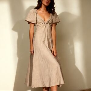 BalticBorn Neutral Knot-Front V-Neck Maxi  flowy Dress size xs